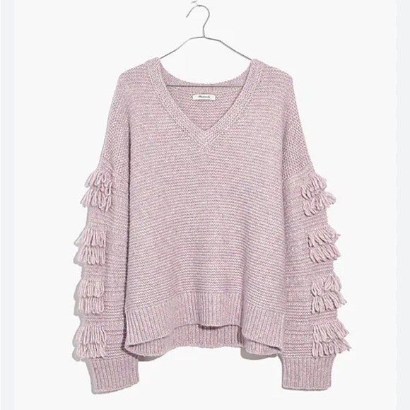 MADEWELL Fringe-Sleeve Pullover Sweater Size XXS - Picture 2 of 10